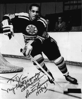 Willie playing for the Boston Bruins.